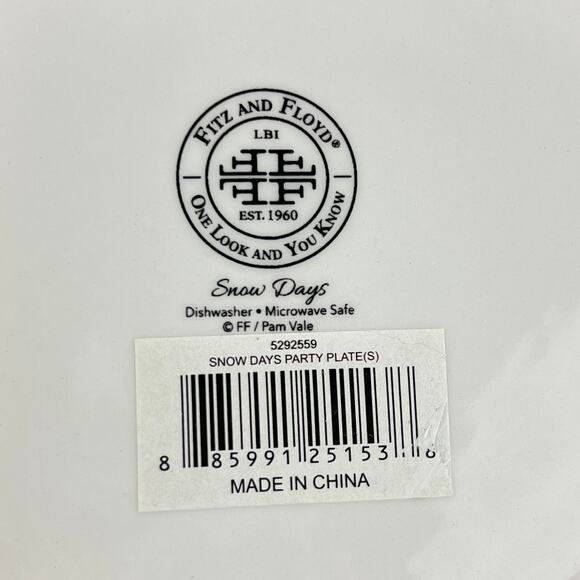 Fitz and Floyd Snow Days Snack Set Snowman Bowl and Plates - Picture 5 of 8